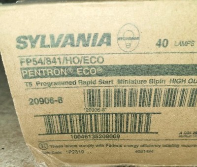 Sylvania 20906 FP54/841/HO/ECO 54W T5 High Output Fluorescent Lamps - Case of 40