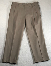 Jos. A Bank Signature Windsor Men Dress Pants Beige 100% Wool Marl Hopsack 37x31