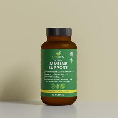 Organic Immune Support Supplement   Elderberry, Vitamin C, Astragalus, Ginger