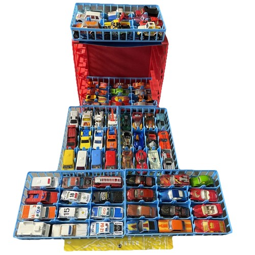 Vintage Tara Toy Garage Carrying Case 72 Cars Hot Wheels Matchbox Majorette Mix