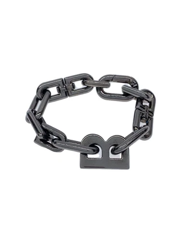 BRACCIALE CATENA BALENCIAGA B PENDENTE argento uomo
