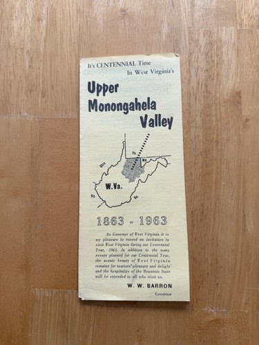 Vintage 1963 Upper Monongahela Valley West Virginia Centennial Travel Brochure