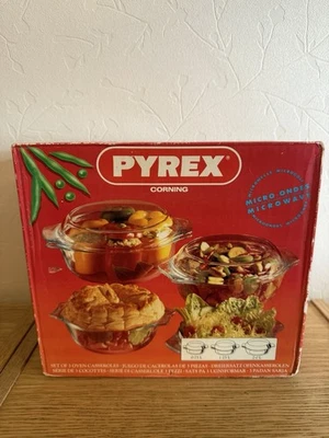 Vintage Pyrex Corning Clear Glass Casserole Dish Set X 3 - Brand New Sealed - Image 1 of 4