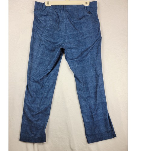 Adidas Golf Pants Mens 36x30 Blue Plaid Lightweight Activewear Trousers - Picture 2 of 8