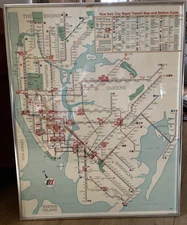 Framed 1967 NYC New York Subway Elevated Car Map