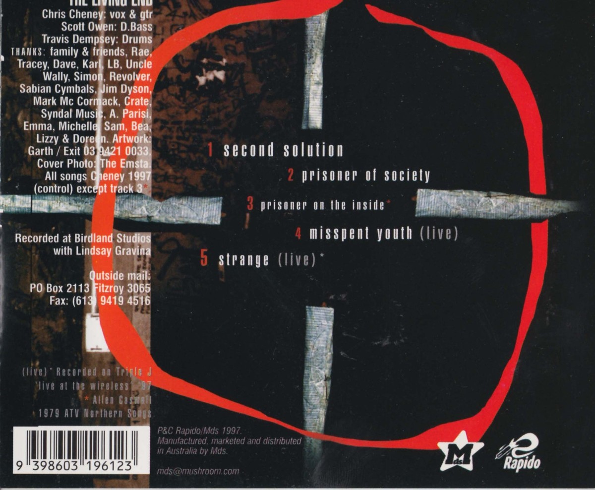 The LIVING END Second Solution / Prisoner Of Society OZ 5 Track CD