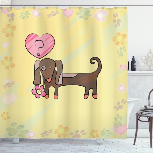 Dog Shower Curtain Fabric Bathroom Decor Set with Hooks 4 Sizes Available - Picture 69 of 80