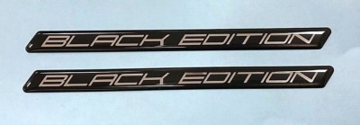 2 x BLACK EDITION Chrome Black 143mm x 10mm HIGH GLOSS DOMED GEL Sticker/Decal