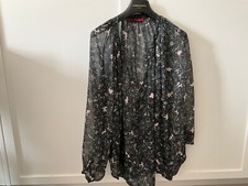 Tamara Mellon silk boho peasant top black multi print US6 UK 10 -12