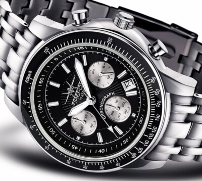 FIREFOX AIRLINER S04 Edelstahl Herrenuhr Chronograph schwarz 10 ATM wasserdicht