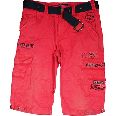 Camp David W30 Red Shorts Men'S Bermuda Capri Cargo Outdoor Belt 46