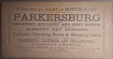1870s B&O RR Railroad Parkersburg WV Cardstock Station Sign Original B1-15
