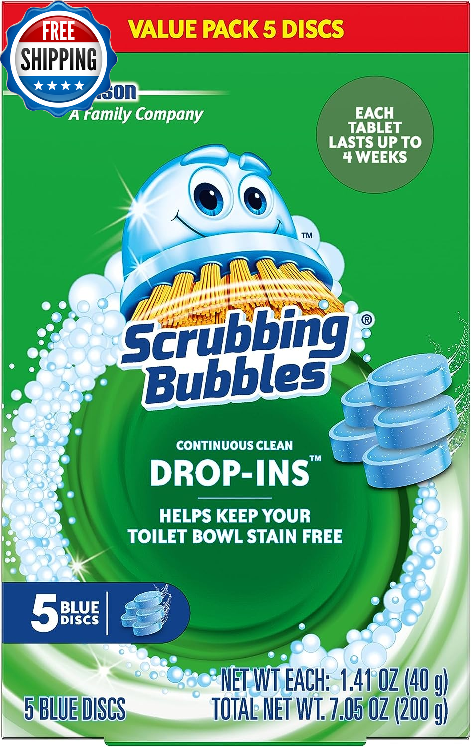 Toilet Bowl Tablets, Continuous Clean Toilet Drop in Discs, Each Tablet Provides