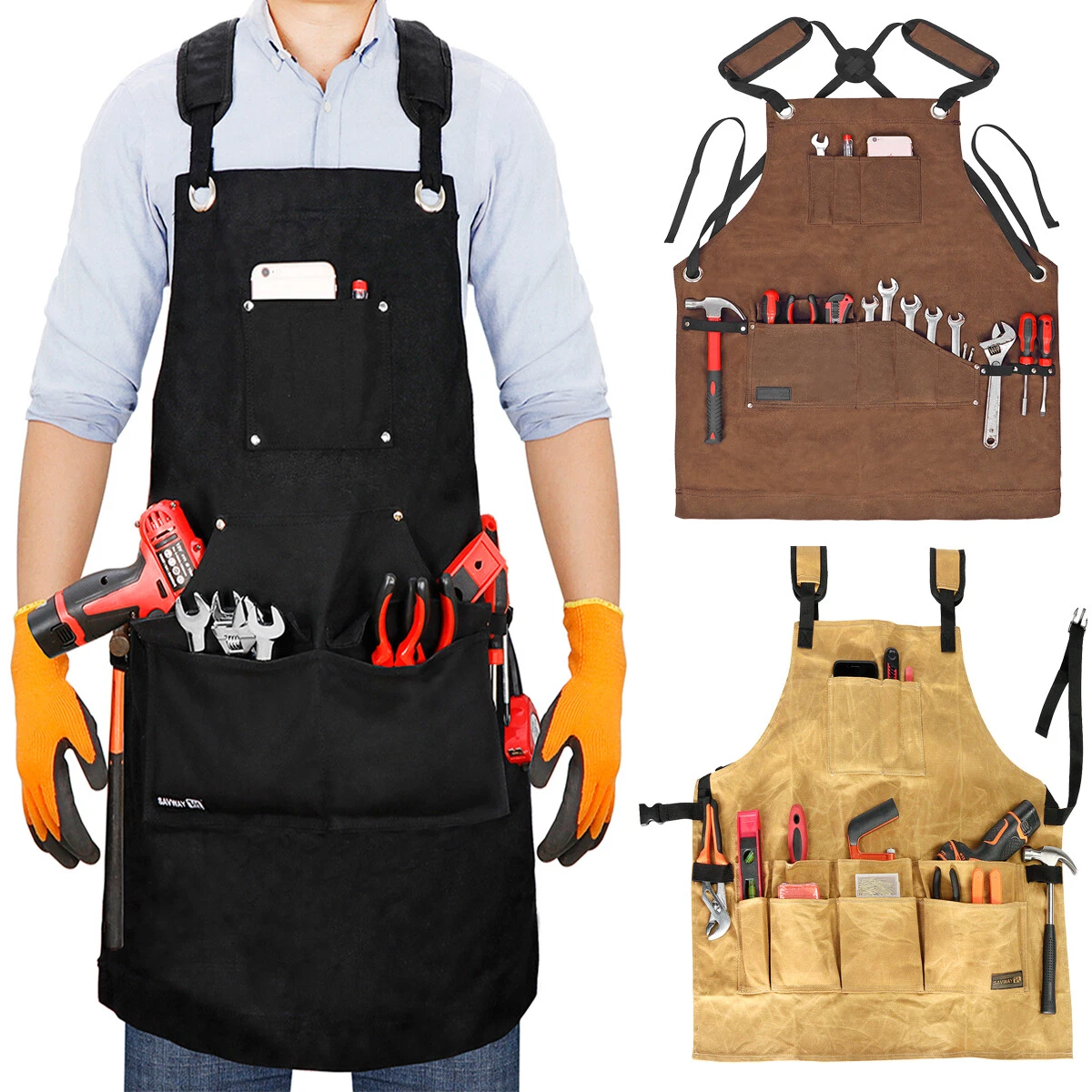 Canvas Woodworking Shop Work Tool Apron For Men Women Adjustable with Pockets