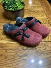 Dansko Shandi Clogs Dark Red Snakeskin Leather Tassel Size US 41/10.5 Shoe Mule