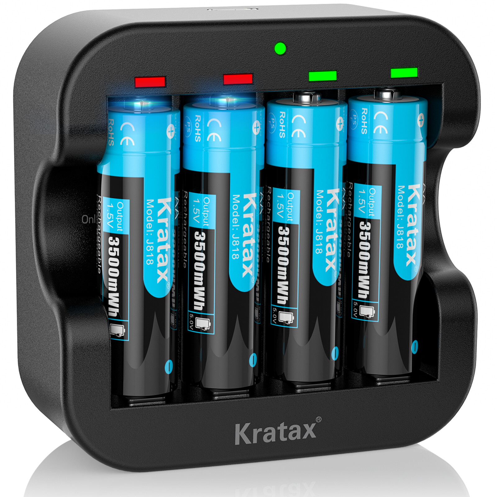 Kratax AA Rechargeable Lithium Batteries 3500mWh AA Li ion battery Fast Charger