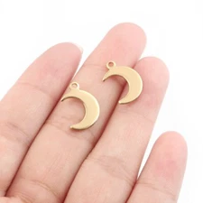 20Pcs Stainless Steel Crescent Moon Charms Pendants DIY Jewelry Findings 11*16mm