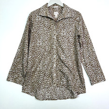 Chicos no iron cheetah leopard print button up shirt brown cream size 0 US small