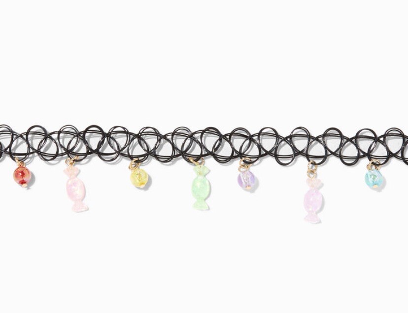 Claire's Rainbow Candy Food Black 90's Style Choker Necklace