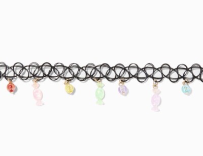Claire's Rainbow Candy Food Black 90's Style Choker Necklace
