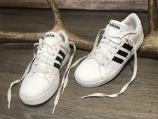 adidas Baseline Kid's Black White Athletic Sneakers Shoes Sz 5