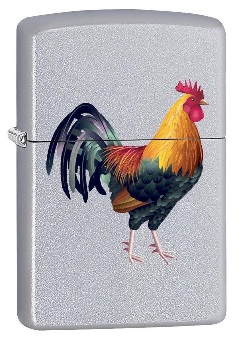 Zippo Rooster Lighter, Satin Chrome NEW IN BOX