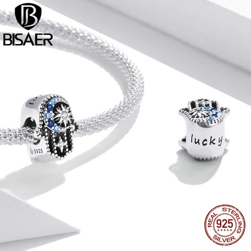 Lucky Eye Hamsa Hand Charm CZ S925 Sterling Silver Beads fit Bracelet & Necklace - Picture 52 of 54