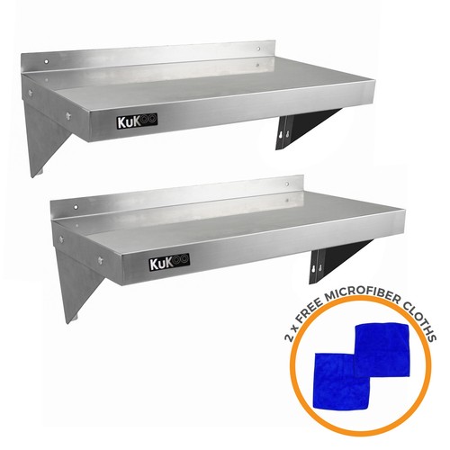 2 x Gastroregal Doppel Wandbord Wandregal Konsole Edelstahl-Regal Wandboard 90cm