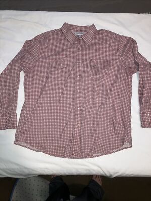Wrangle Red  Long Sleeve Pearl Snap Button Down Pocket Shirt XXL