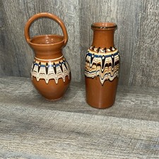 Bulgarian Troyan Pottery  Vases  Redware Vintage