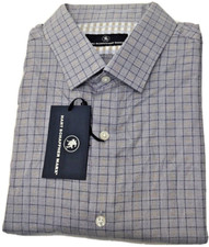 89.50 Hart Schaffner Marx MEN'S Short Sleeve Plaid Shirt Cotton Blue size XL.