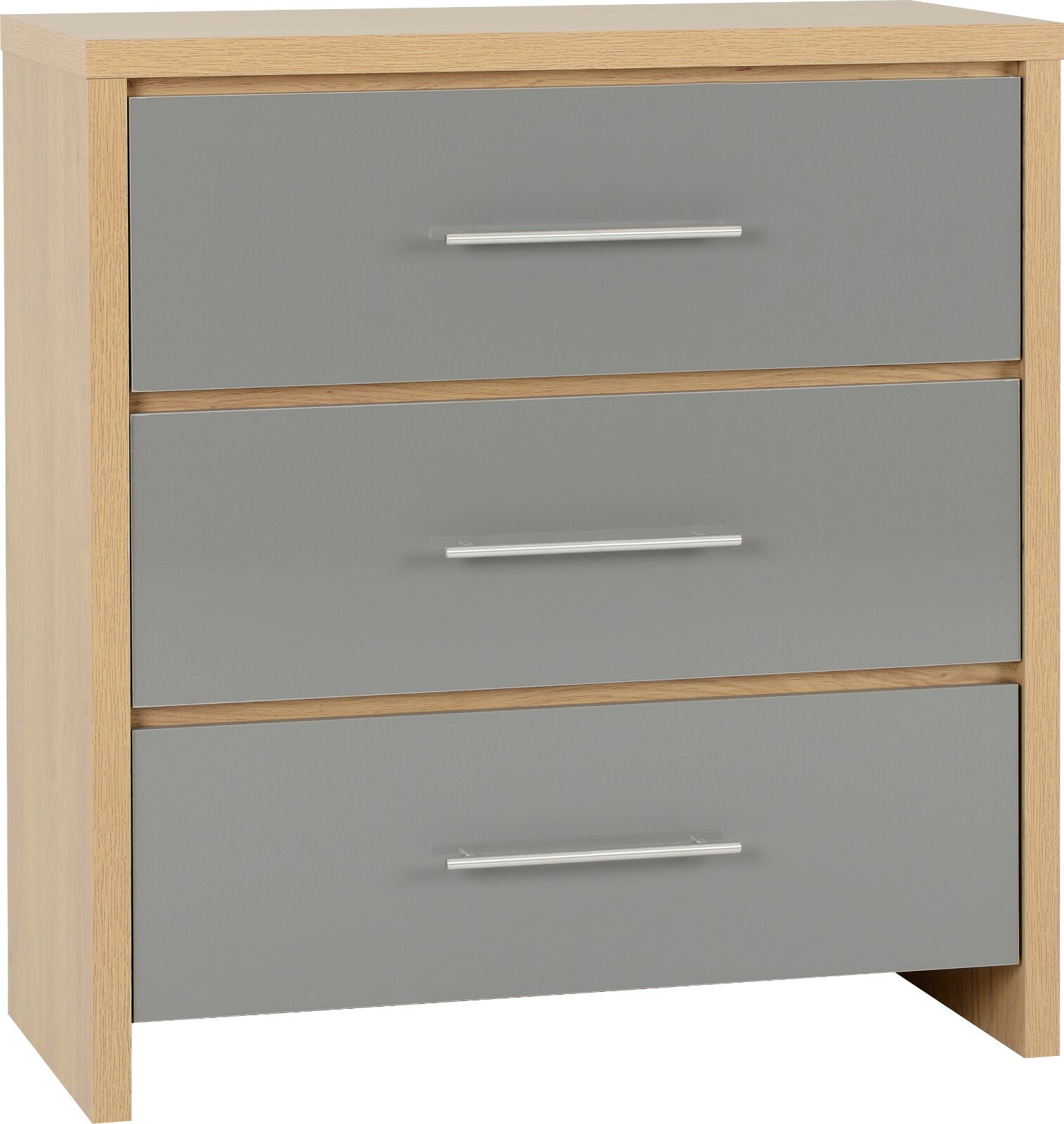 SEVILLE LIGHT OAK & GREY GLOSS BEDROOM FURNITURE, WARDROBES, CHESTS