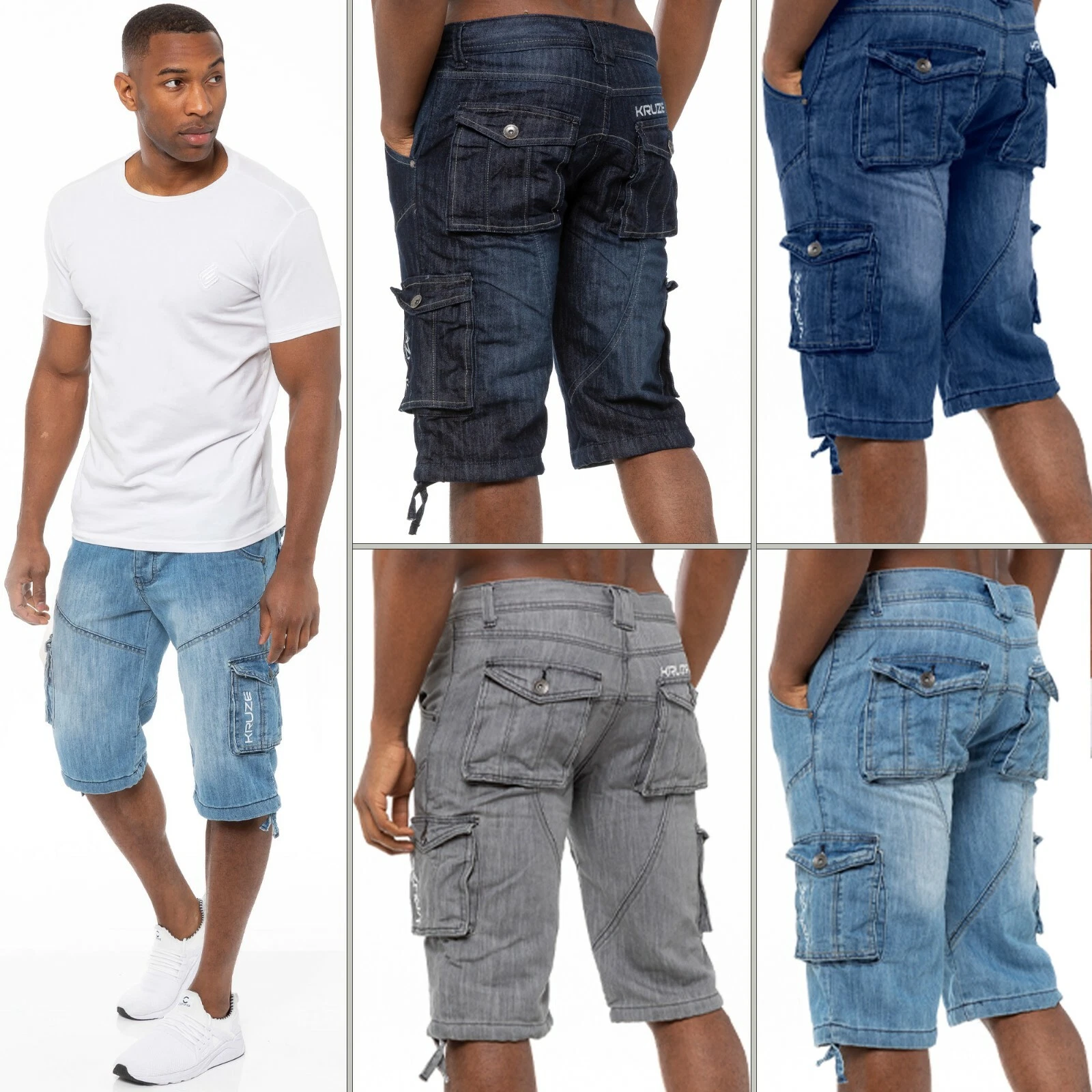 Kruze Mens Cargo Combat Shorts Knee Length Cotton Denim Half Pant All Waist Size
Opens in a new wind