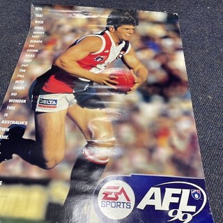 ORIGINAL VINTAGE RETRO AFL VFL Football Poster EA SPORTS 1999 GAME ROBERT HARVEY