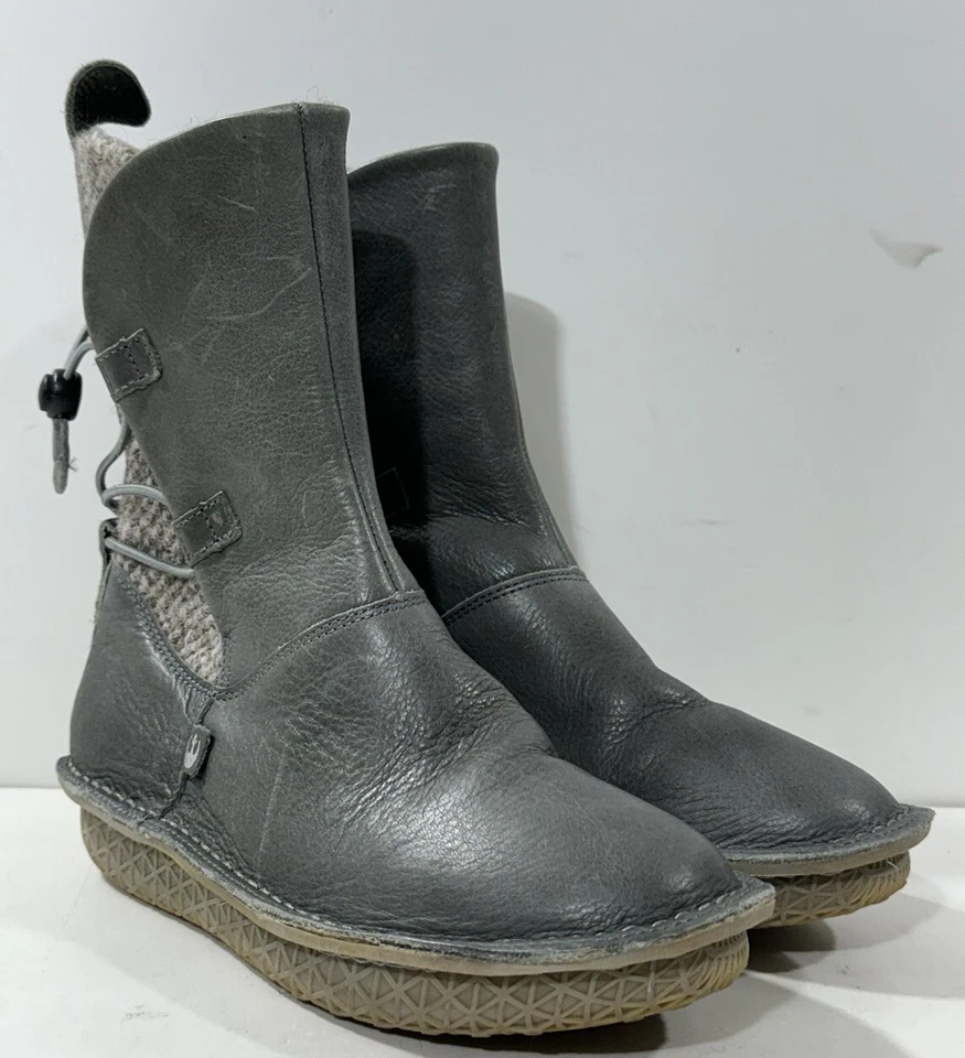 Botas de lã Po-Zu Star Wars Rey couro cinza TAMANHO 1 EU 32 RARAS HTF - Imagem 2 de 4