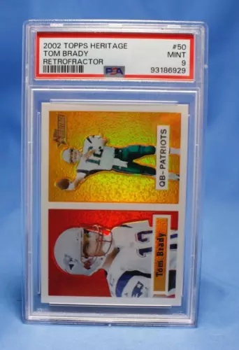 2002 Tom Brady #50 Topps Heritage RetroFractor #100/557 - MINT PSA 9