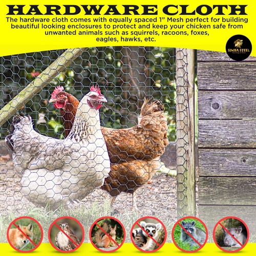 PVC Hexagonal Poultry Net Chicken Wire 1" Mesh 20GA Black Many Sizes SIMBASTEEL - Picture 31 of 61