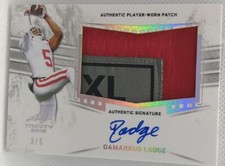 DaMARKUS LODGE 2019 Leaf Trinity RC DUAL AUTO JUMBO JERSEY LAUNDRY TAG PATCH #/5