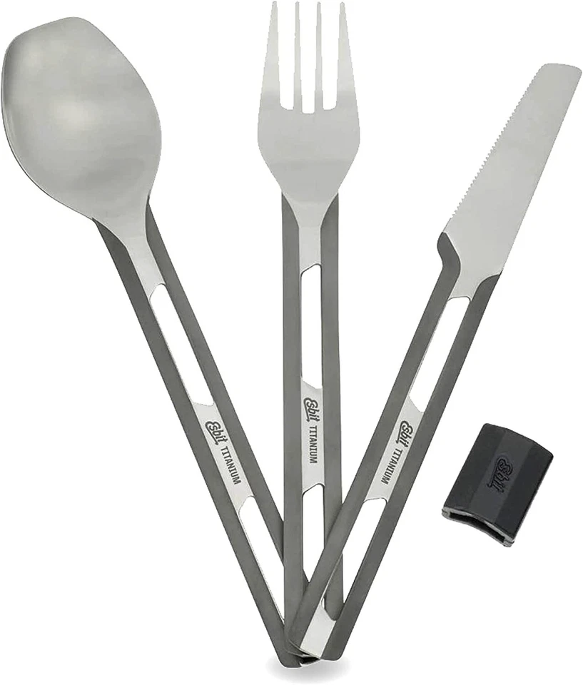 Esbit Titanium cutlery set Spoon knife fork Outdoor camping ESTC4TI000 Japan New - Image 2 of 4