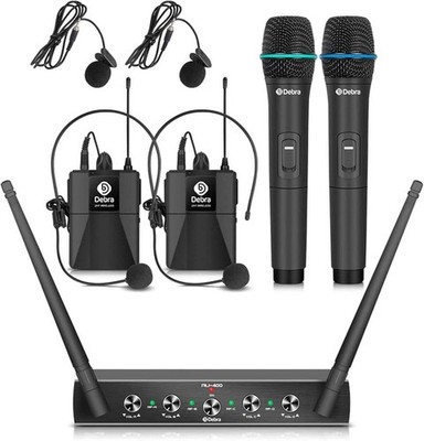 Debra Audio Pro UHF 4 Channel Wireless Microphone System with Cordless Handheld