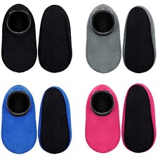 4 Pairs Kids Non-Slip Slipper Socks 3-5T Black, Gray, Rose Red, Royal Blue