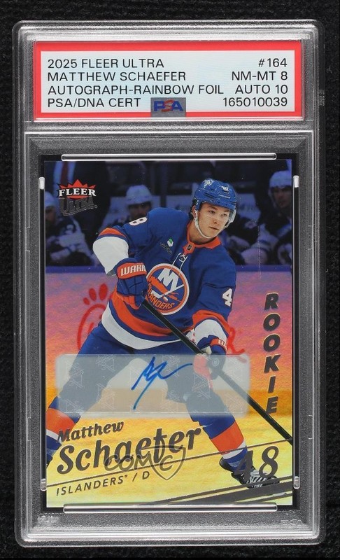 2025 Fleer Ultra Rookies Rainbow Foil Matthew Schaefer #164 PSA 8 Rookie Auto RC