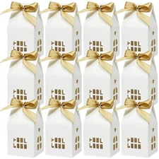 Wrapables Christmas House Shaped Gift Boxes with Ribbons