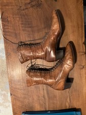 Antique Edwardian Women  s Lace-Up Leather Boots c.1905  1918  Original  Tall Bu