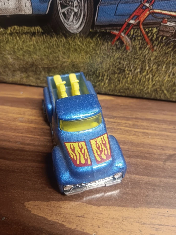 Camión de alta cola Hot Wheels azul escamas de metal personalizado pilotos reales Foto 3 de 4