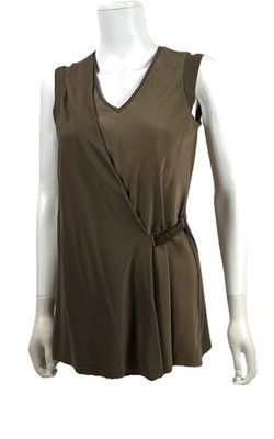 Brunello Cucinelli V-Neck Sleeveless Blouse Brown Woman Size Small 