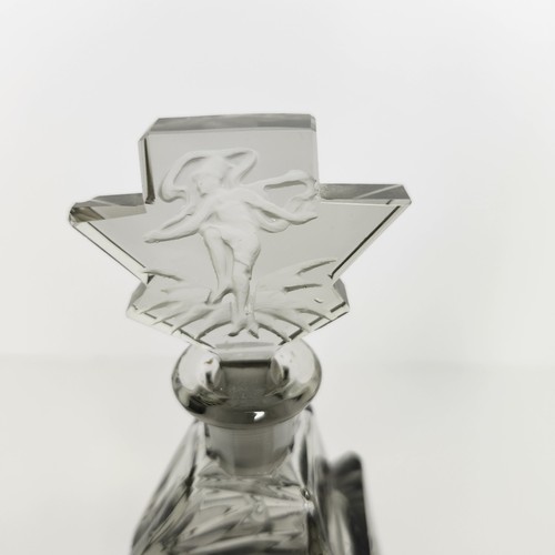 Bottiglia profumo vintage Art Deco taglio fumè cristallo con tappo design ballerina inciso 6" - Foto 17 di 18