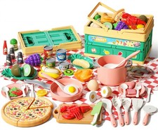 80pcs Pretend Play Kitchen Set for Toddlers, Cookware Playset with Pots/Pans/...