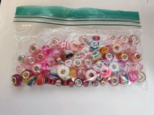 Assorted Beads for Jewelry 1/4 Inch Opening for DIY Crafts Red/Pink 68 Pc