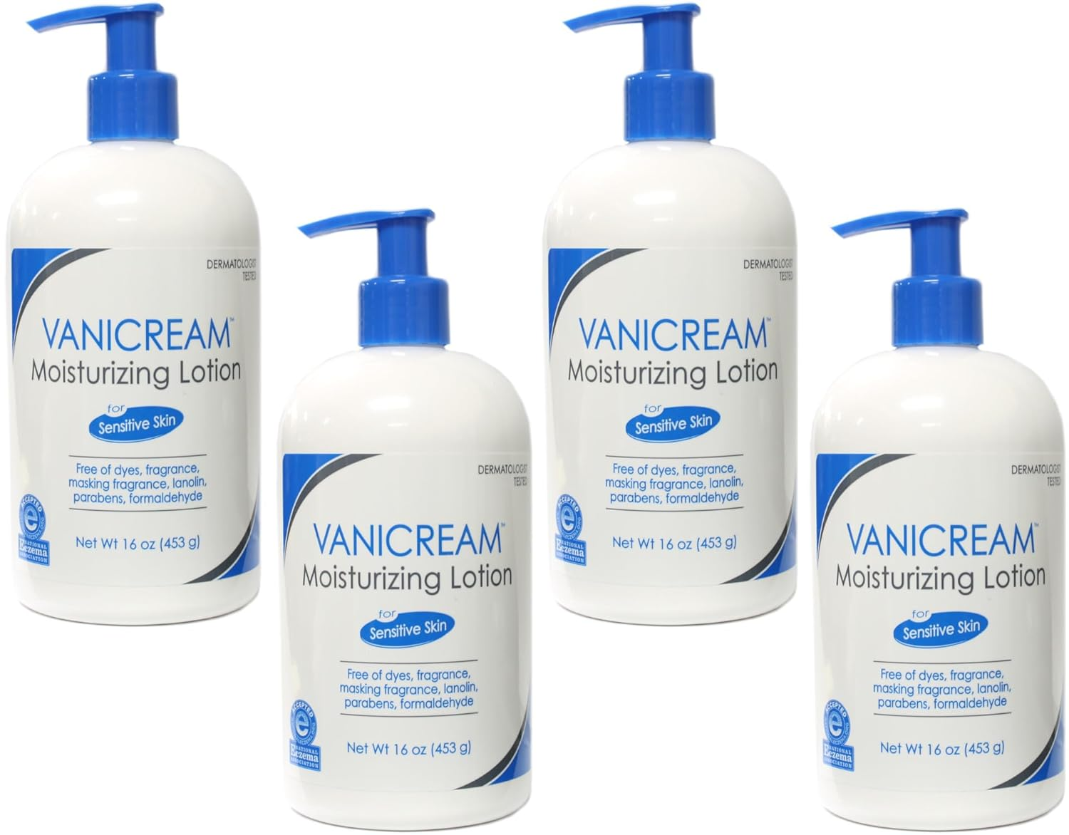 Vanicream Moisturizing Lotion for Sensitive Skin with Pump 16oz 4-Pack